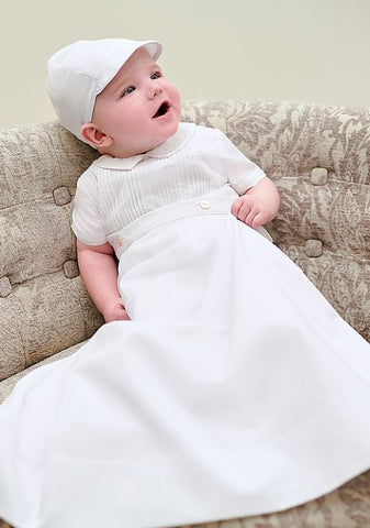Sarah Louise Boys White Christening Gown With Detachable Skirt