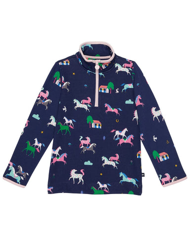 Girl's Horse Print Zip Sweatshirt