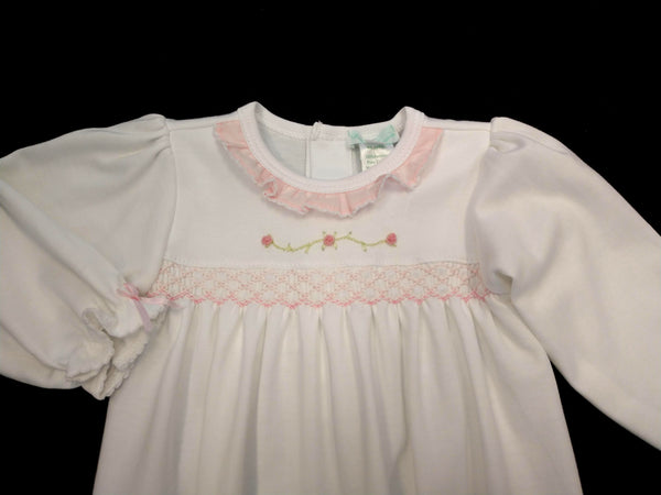Girls Newborn White Smocked Gown