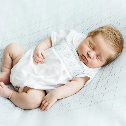 Baby Boys Smocked Embroidered Diamond Creeper