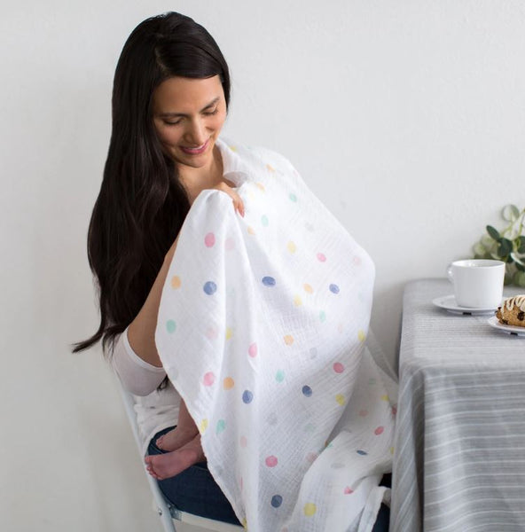 Marquisette Swaddle Blanket - Watercolor Multi Dots