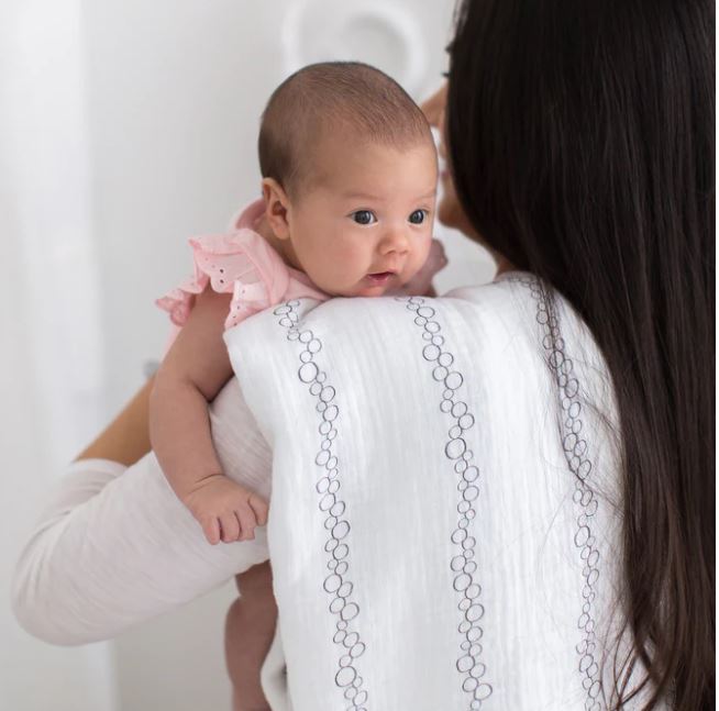 Marquisette Swaddle Blanket - Champagne, Soft Black