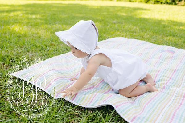 Catesby Country Club Bonnet - Worth Avenue White with Eyelet