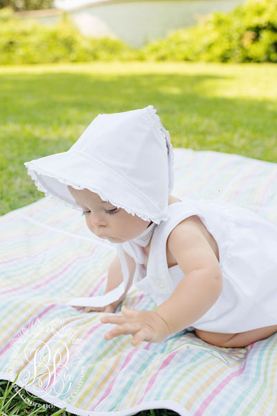 Catesby Country Club Bonnet - Worth Avenue White with Eyelet