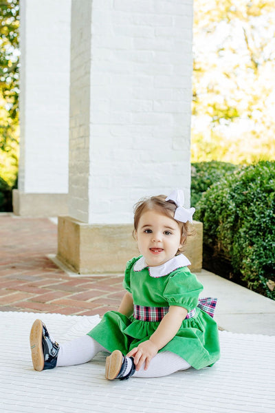 Cindy Lou Sash Dress (Corduroy) Kiawah Kelly Green With Petersburg Plaid