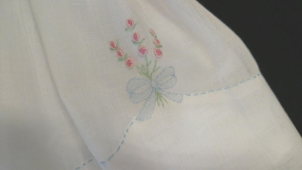 Hand Smocked White with Blue Voile Baby Girl Dress  - SOLD OUT