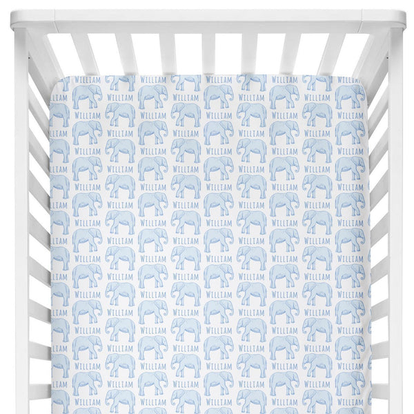 Sugar + Maple Crib Sheet - Elephant Blue