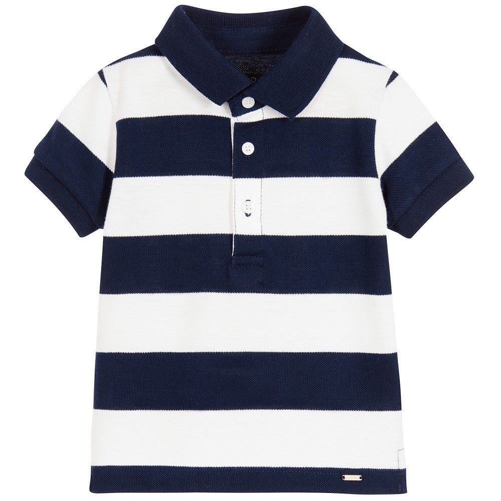 Navy Stripe Short Sleeve Polo Short