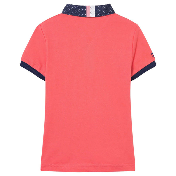 Coral Polo Shirt With Navy Trim