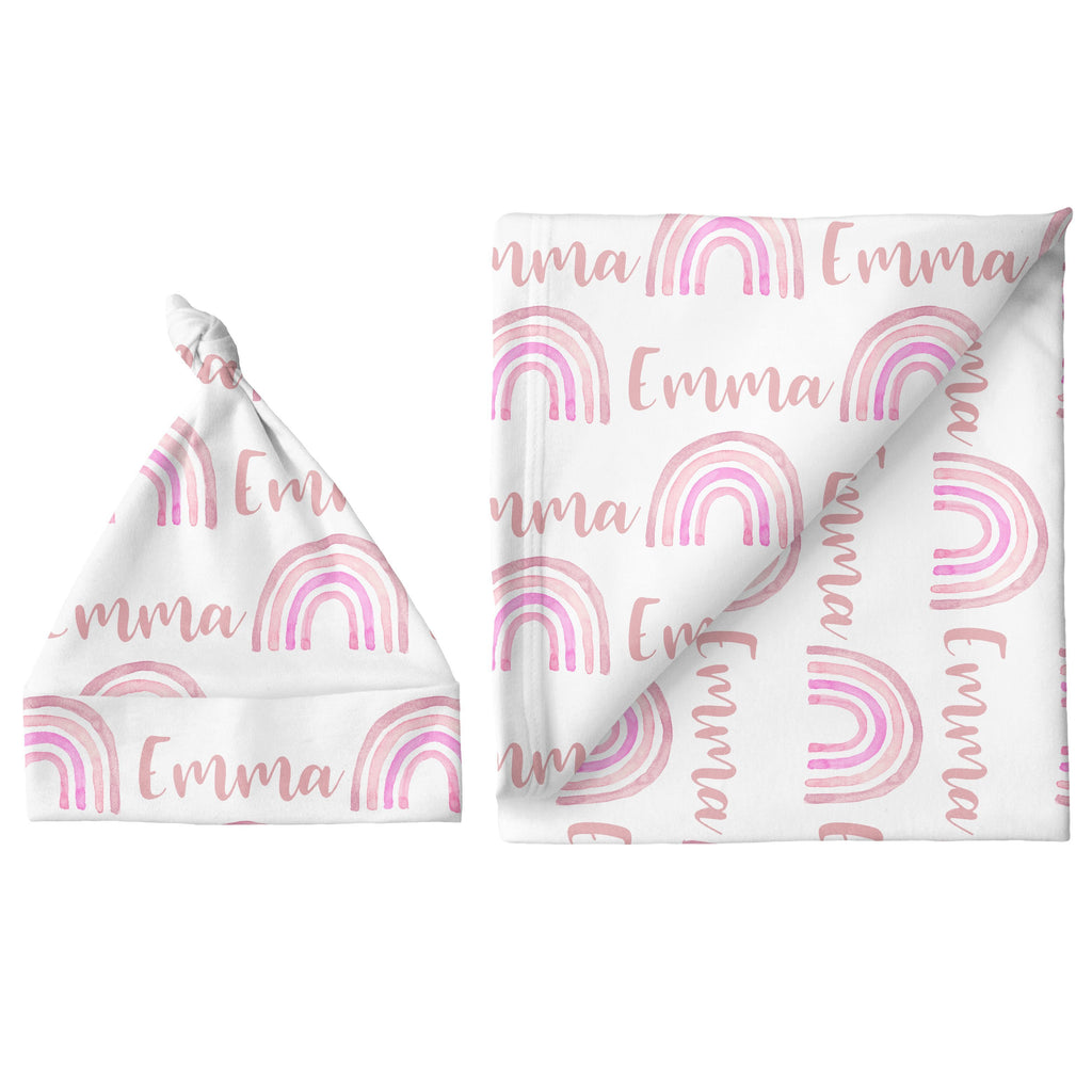 Sugar + Maple Large Blanket & Hat Set - Rainbow Pink