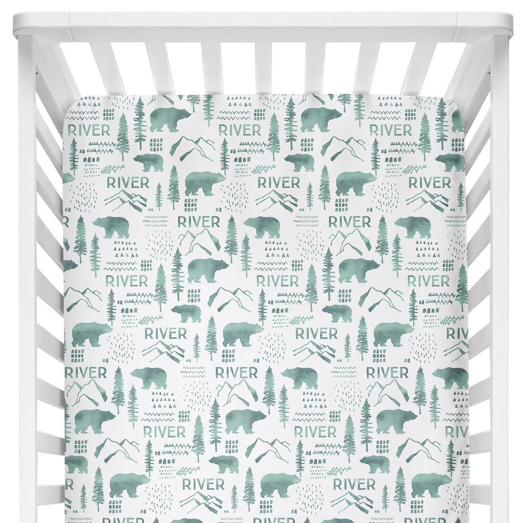 Sugar + Maple Crib Sheet - Woodland Green