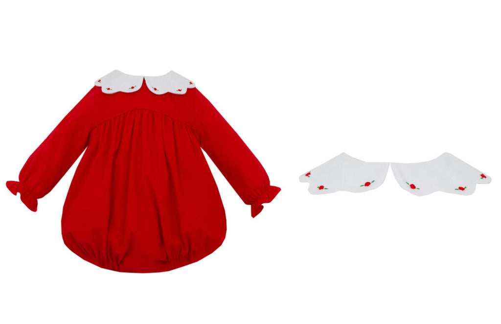 Girls Red Corduroy Bubble