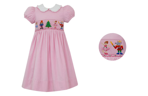 Anavini Pink Smocked Nutcracker Dress