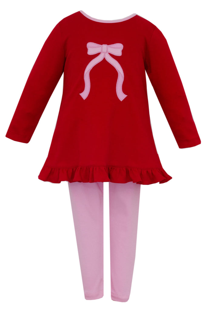 Claire & Charlie Red Bow Tunic Pantset