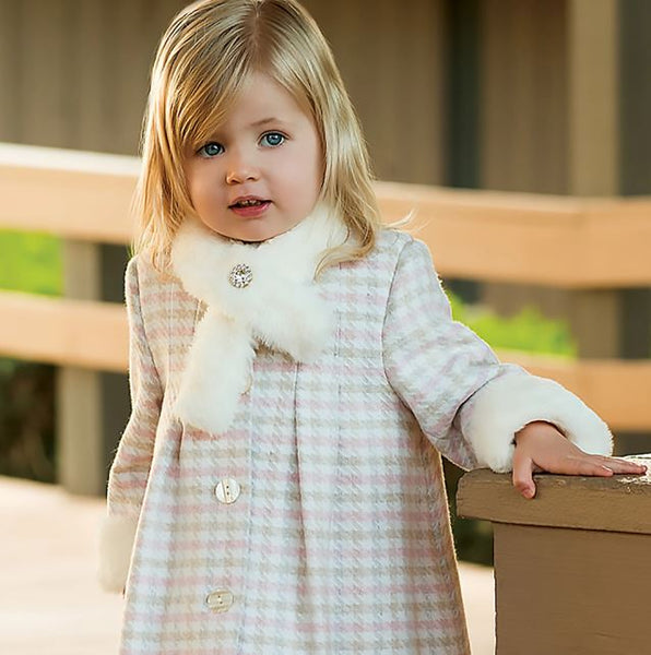 Pink & Grey Houndstooth Coat and Hat - SOLD