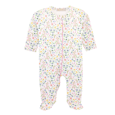 Girls Spring Blush Zipper Footie with Ruffle