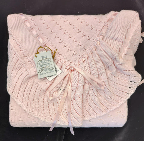 Pointelle Knit Ruffle Blanket