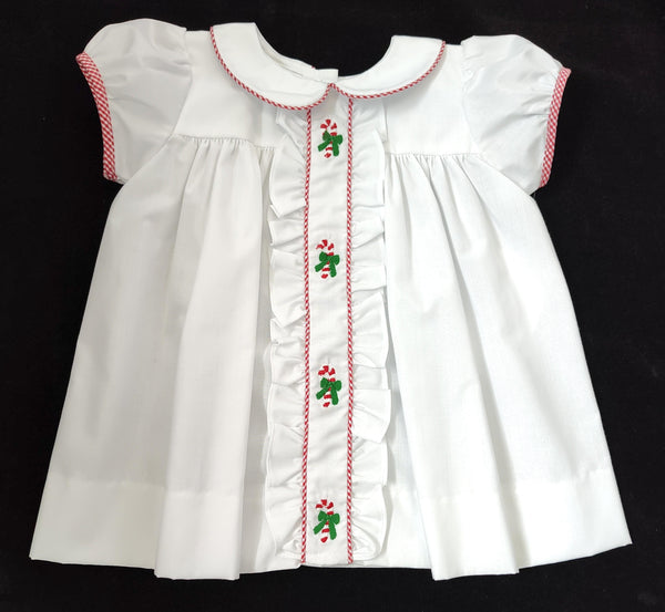 Girls White Candy Cane Dress