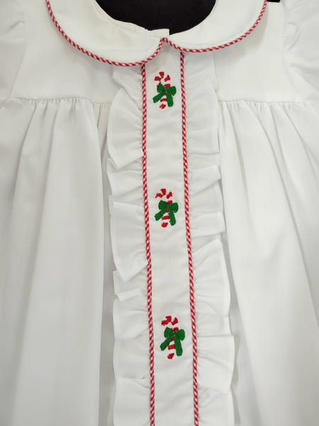 Girls White Candy Cane Dress