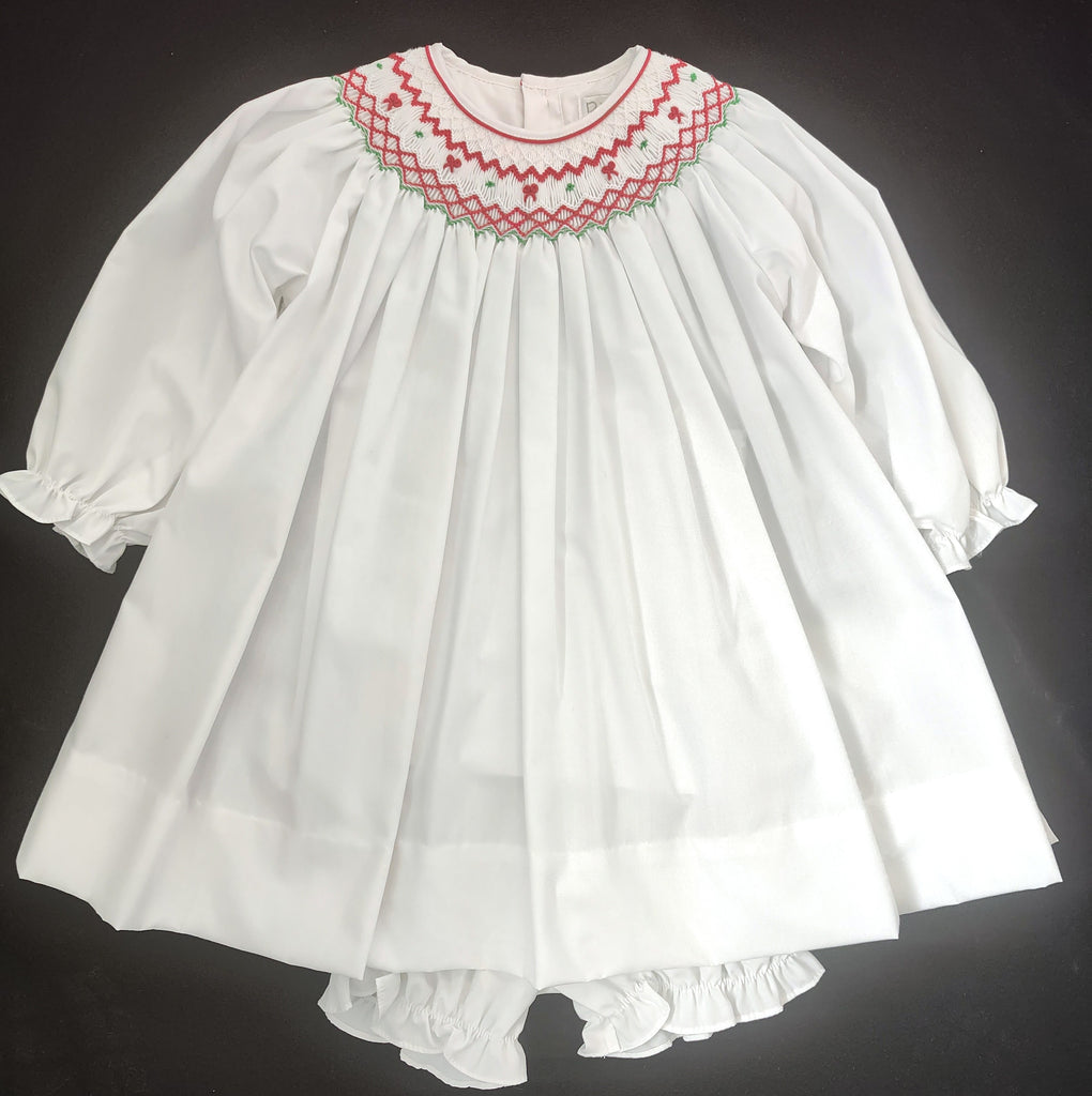 Girls Smocked Christmas Bishop Dress