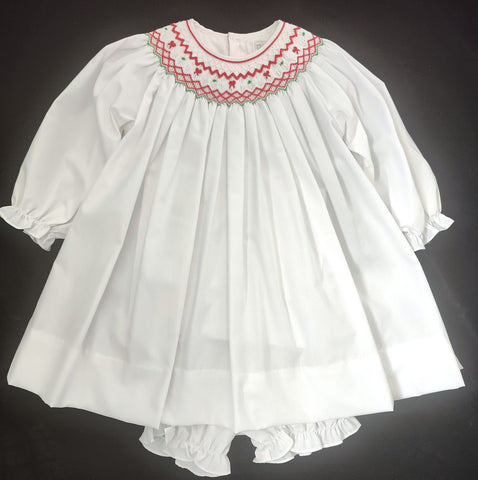 Girls Smocked Christmas Bishop Dress