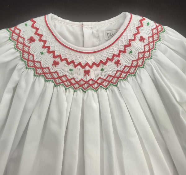 Girls Smocked Christmas Bishop Dress