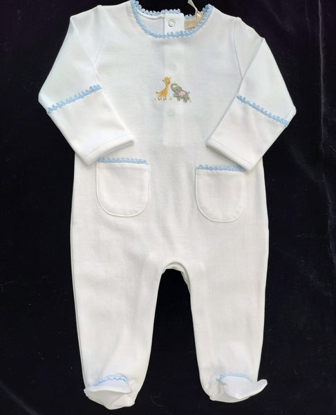 Boys White & Blue Safari Footie