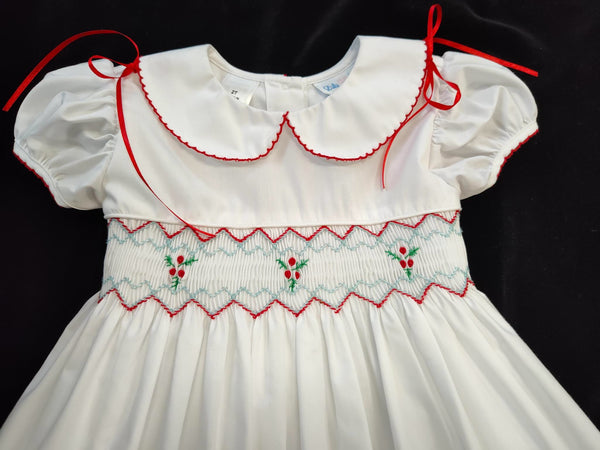 Girls White Smocked Holiday Dress