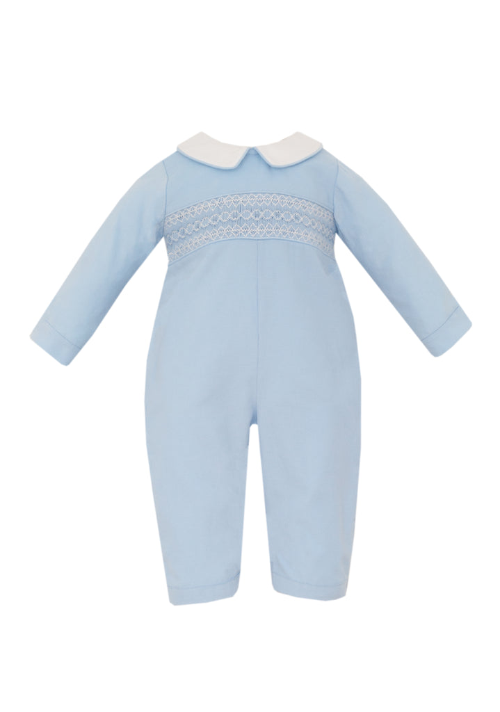 Petit Bebe Thomas Blue Long Sleeve Corduroy Smocked Longall