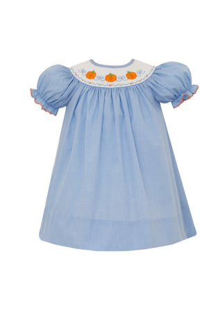 Smocked Blue Check Pumpkin Dress