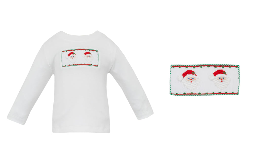 Petit Bebe Smocked Santa Face Shirt