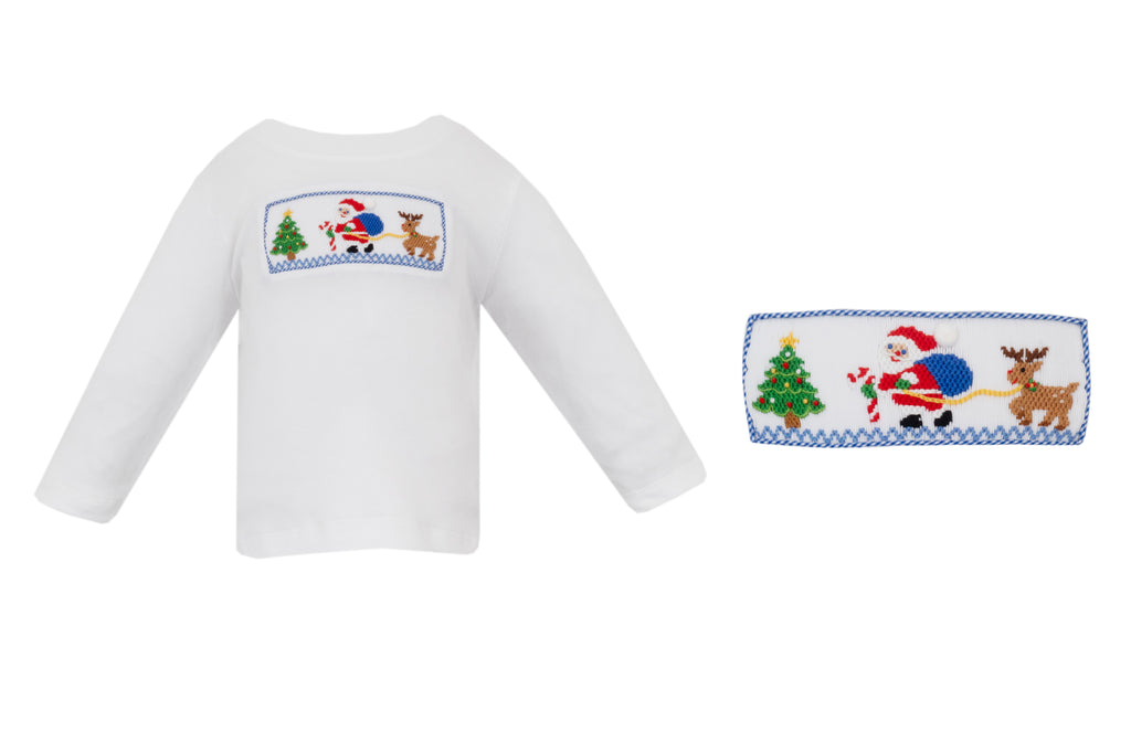 Petit Bebe Smocked Santa Reindeer T-Shirt