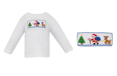 Petit Bebe Smocked Santa Reindeer T-Shirt