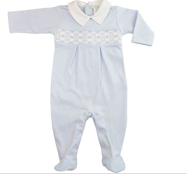 Baby Boy's Blue Hand Smocked Footie