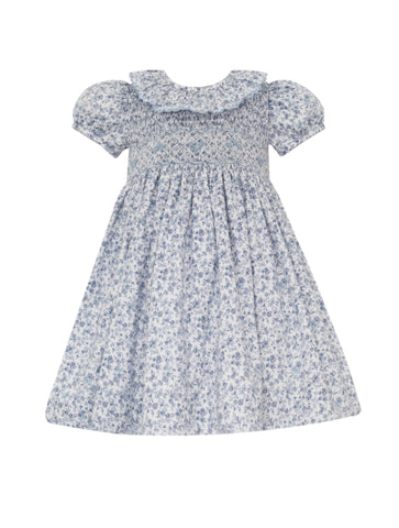 Anavini Roxanne Blue Liberty Print Smocked Dress