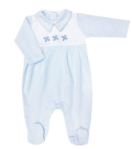Baby Boy's "Airplanes" Striped Pima Cotton Footie - OUT OF STOCK