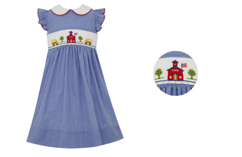 Anavini Back To School Dress With School House and Buses