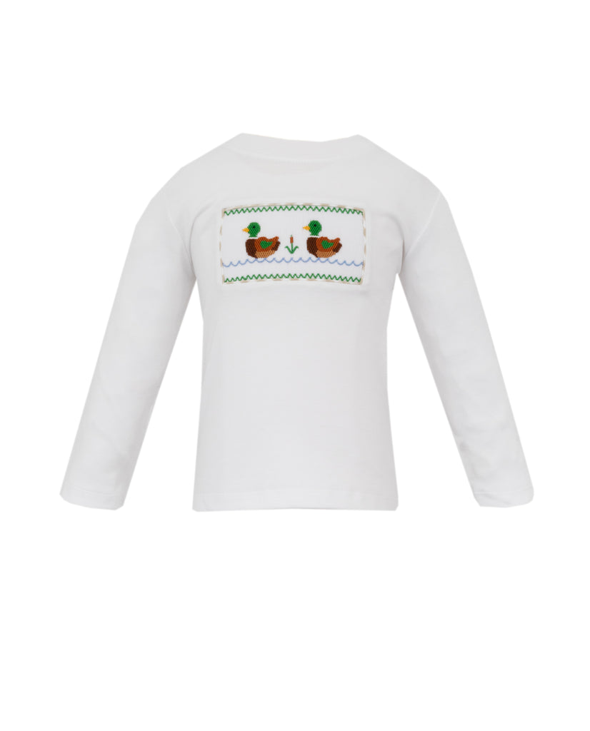 Anavini White Smocked Mallard T-Shirt