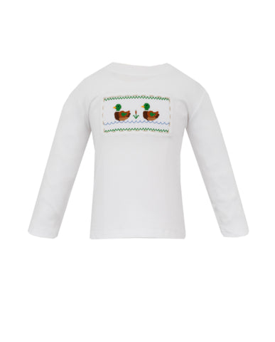 Anavini White Smocked Mallard T-Shirt