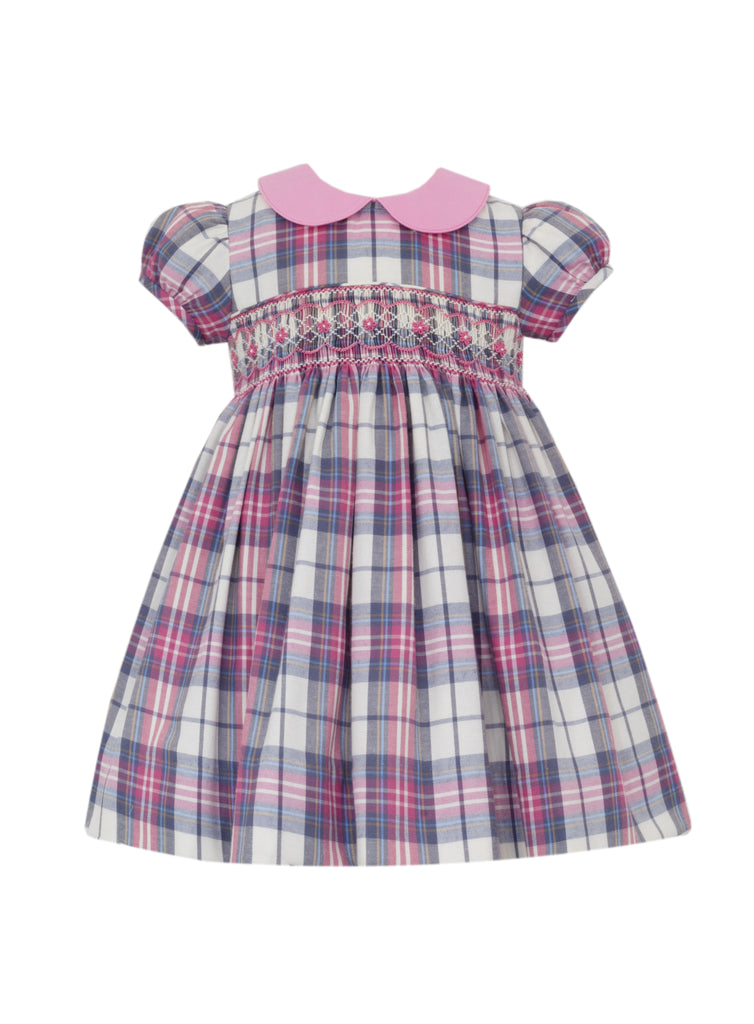 Anavini Ivanna Pink Plaid Smocked Dress