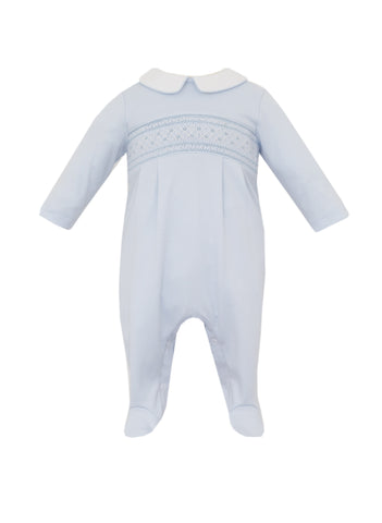 Marcos Blue Knit Smocked Footie