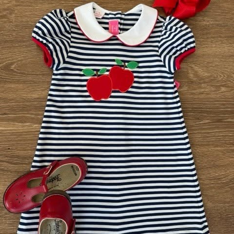 Claire & Charlie Back to School Stripe Apple Dress
