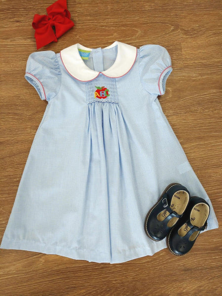 Anavini 4-6x Girls 500D-VF22 Bl Chk ABC Dress