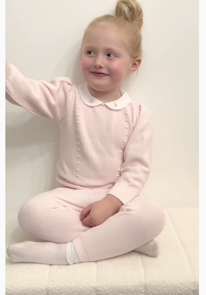 Girls Detailed Collar Knit Pantset