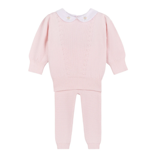 Girls Detailed Collar Knit Pantset
