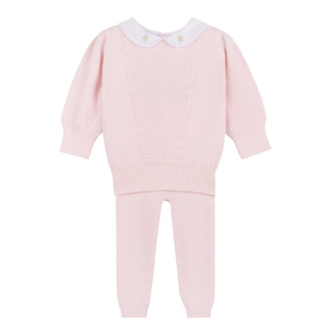 Girls Detailed Collar Knit Pantset