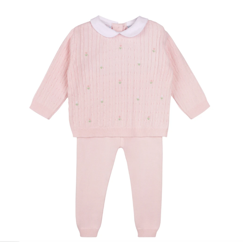 Girls Peter Pan Cable Knit Pantset