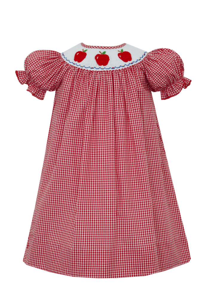 Girls Back to School Smocked Bishop Dress with Apples Girls Back to School Smocked Bishop Dress with Apples