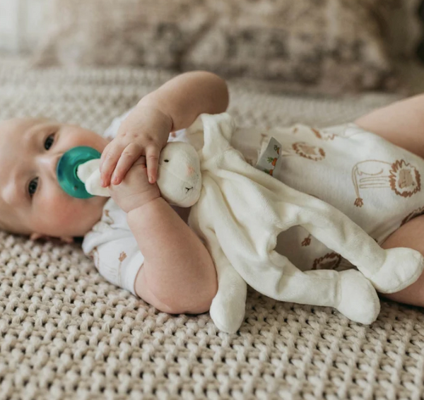 White Bun Bun Bunny Silly Buddy Paci Clip