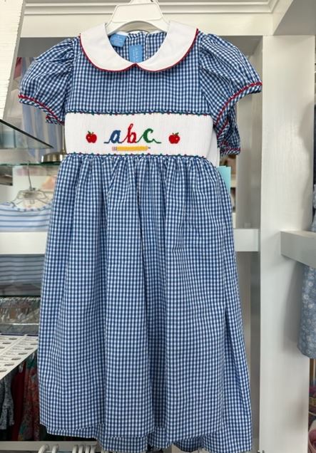 Anavini 4-6x Girls Back to School ABC Smk Chk Dress